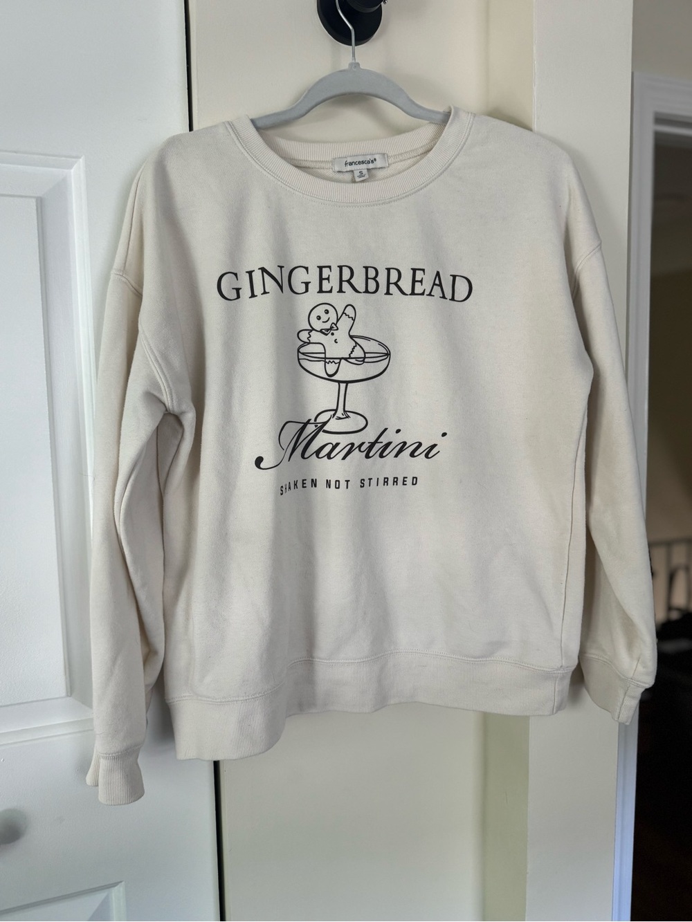 Francesca's Collections Cream Gingerbread Martini Graphic Crewneck